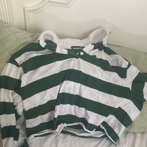 Green and White Striped cropped Shirt brandy melville